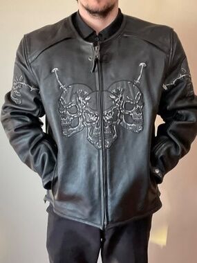 CMC Canadian Motorcycle Co. Black Thick Leather w/lining Jacket Size XL